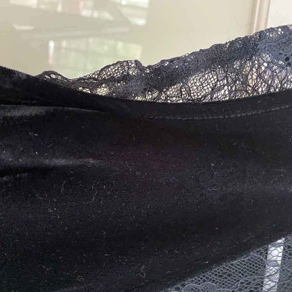 Black Velvet Dress with Lace Neckline - Picture 5 of 6
